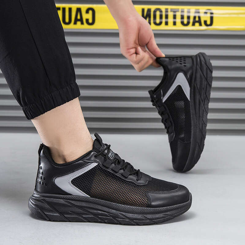 Men's Breathable Large Mesh Sneakers Fashion Thick Bottom Trend Daddy Shoes Comfortable Soft Sole grey ss size