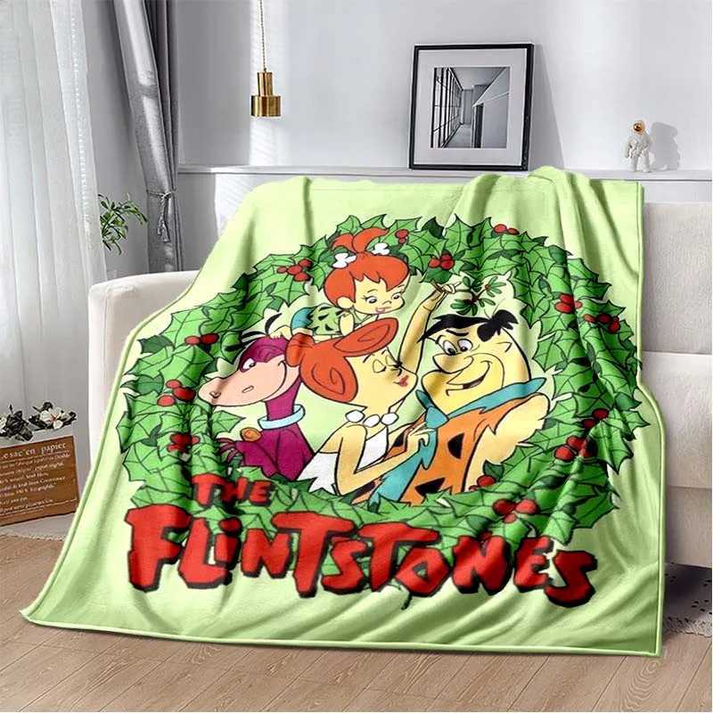 Classic Cartoon Blanket Flintstones Flannel Soft Plush Throw Blanket Kids Bedroom Sofa Bed Travel Picnic Warm Blanket Kids Gift Y240730