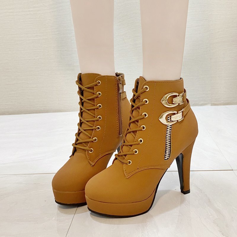 Women Boots Pointed Toe Simple New Design Plus Size 35-42 Thick Sole High Heel Free shipping