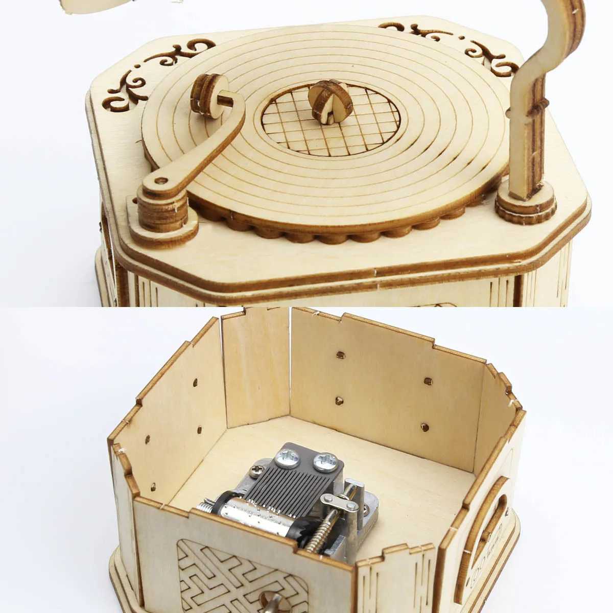 3D Wooden Gramophone Music Box Puzzles Kits for Teen Adults Construction Models Set Toys DIY Assembling Machnical Gift To BuildM240731 - view 4