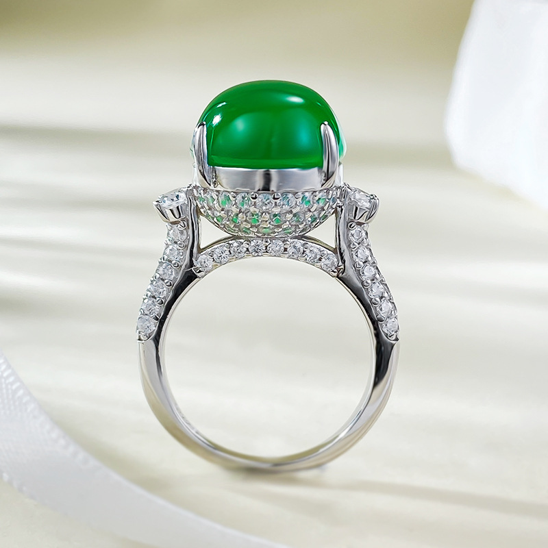 Sparkg Green Jade Wedding Ring - Real Sterg Sier, Jewelry