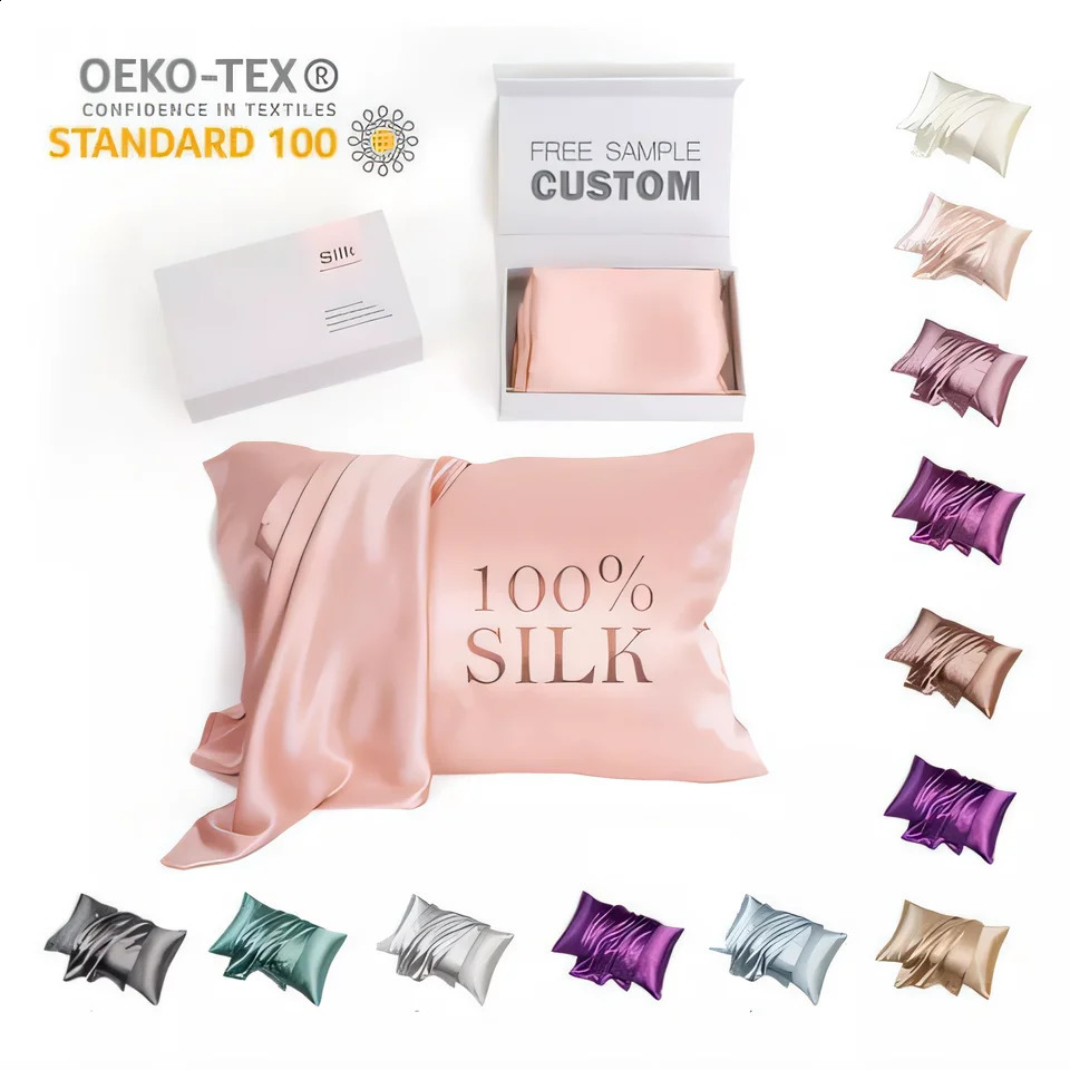 100% Natural Mulberry Silk Pillowcase 19MM With Hidden Zipper Suitable For Hair Real silk pillow case with Oekotex 240730