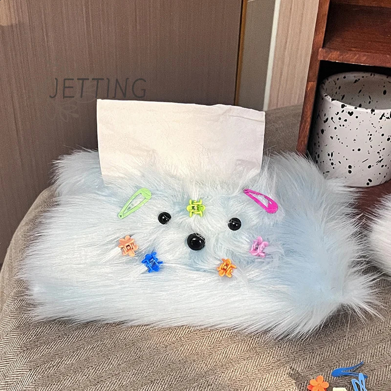 Cute Plush Monster Drawer Box Tissue Box With Little Hairpin DIY Room Table Drawer Paper Holder Paper Box Cover 240731