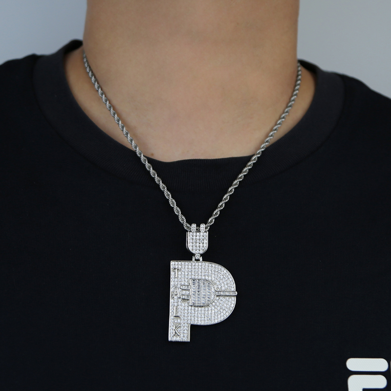 Iced Out Hip Hop Plug Pendant Paved Full Cz with Rope Chain Necklace Plated Two Tone for Men Boy Punk Style Jewelry Drop Ship