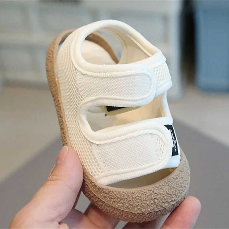 Summer Baby Sandals Little Bear Head Cute Kick Resistant Boy Children Beach Shoes Soft Sole Breathable Girl Kids Cartoon SandalsL240730