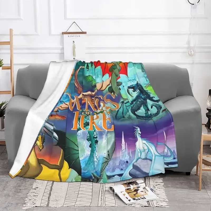Wings Of Fire All Together Flannel Throw Blanket dragon fantasy moon ocean Blankets for Sofa Travel Super Warm Bed Rug Y240730