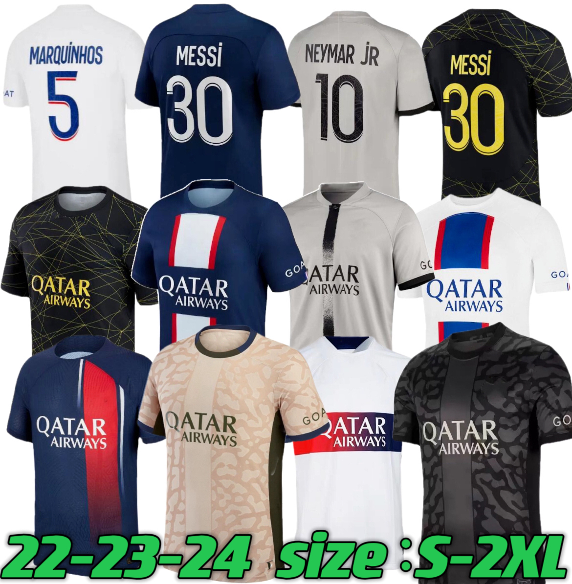 Retro 22 23 24 mbappe messis N E Y M A R J R soccer jerseys wijnaldum ramos hakimi maillots de football shirts kit icardi verratti vitinha donnarumma 22 2023 2024