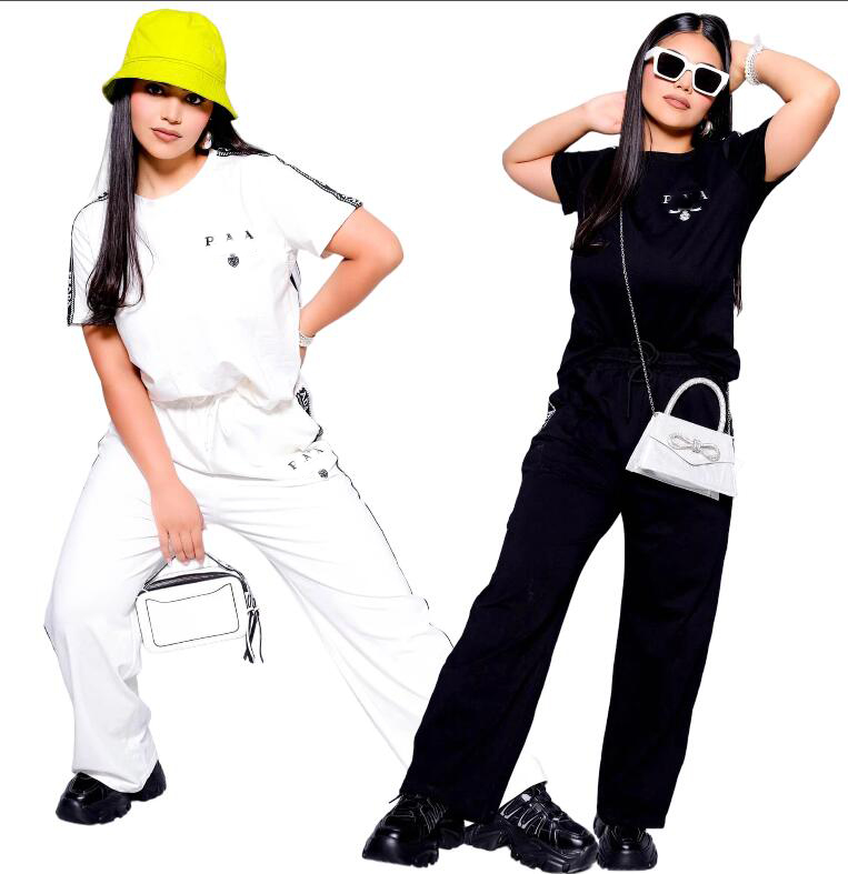 Epaulet Designer 2 Piece Sets Women Casual embroidered T Shirt Outfit Long Pant Sets Tracksuit Two Piece Set Fashion Clothing