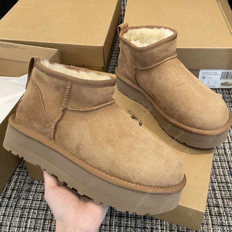 Short boots Designer tazz slippers Platform Ultra Mini Boots Snow Boot Women Men Fur Sheepskin Tasman Chestnut Sand Mustard Seed Beige size 35-43 8
