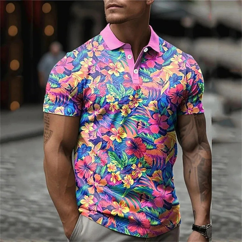 Summer casual Tshirt mens short sleeved polo shirt collar button up workwear quick drying Tshirt sports golf Tshirt 2023 240729