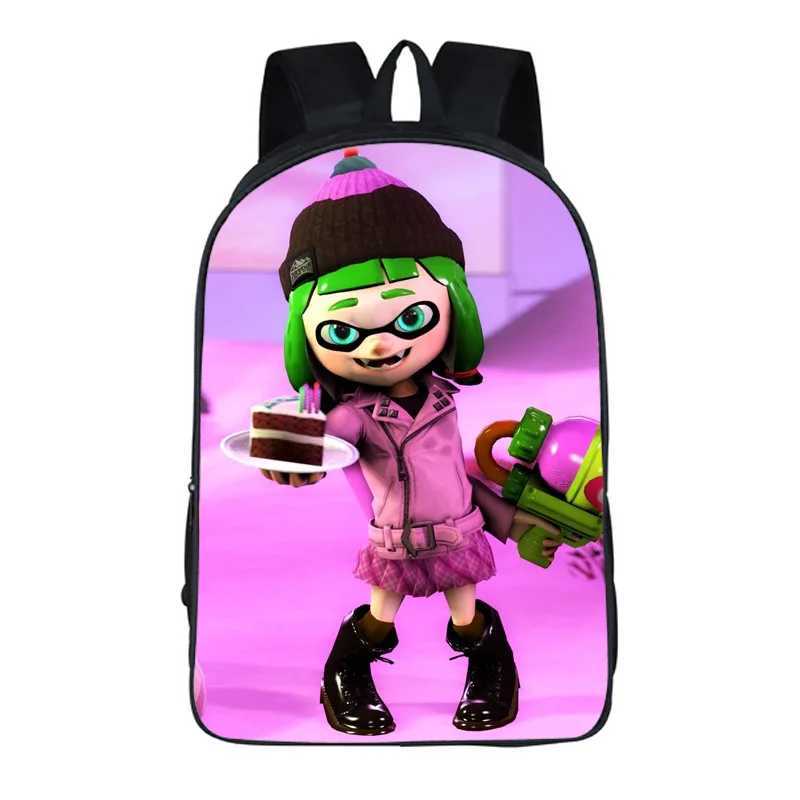 16 inch Splatoon 2 Kindergarten Backpack Toddler Cartoon School Bag Boys Girls Primary BookBags Kids Bagpack Children Best GiftCL240730