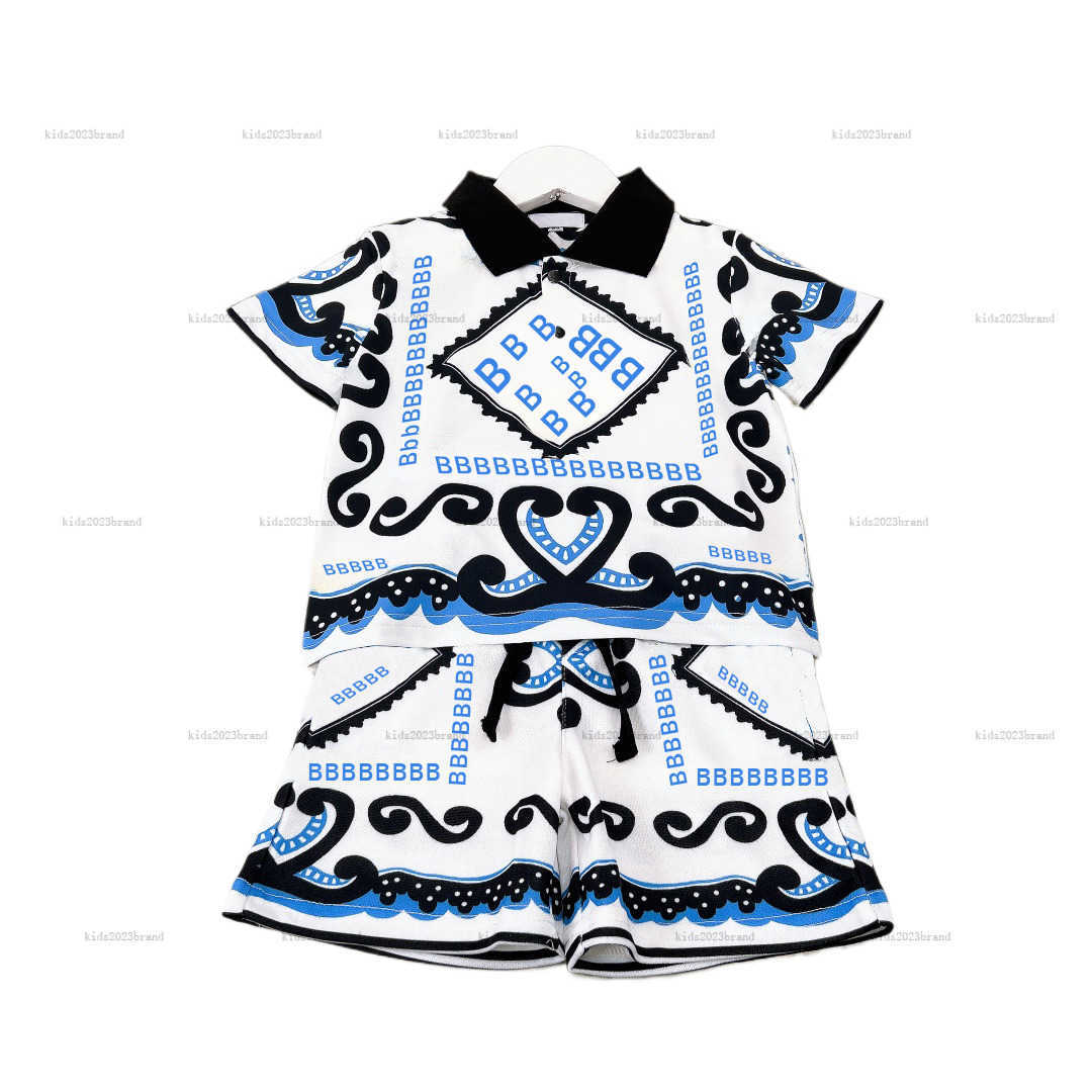 New baby tracksuits kids designer clothes Symmetric pattern printing Summer two-piece set Short sleeved POLO shirt and shorts