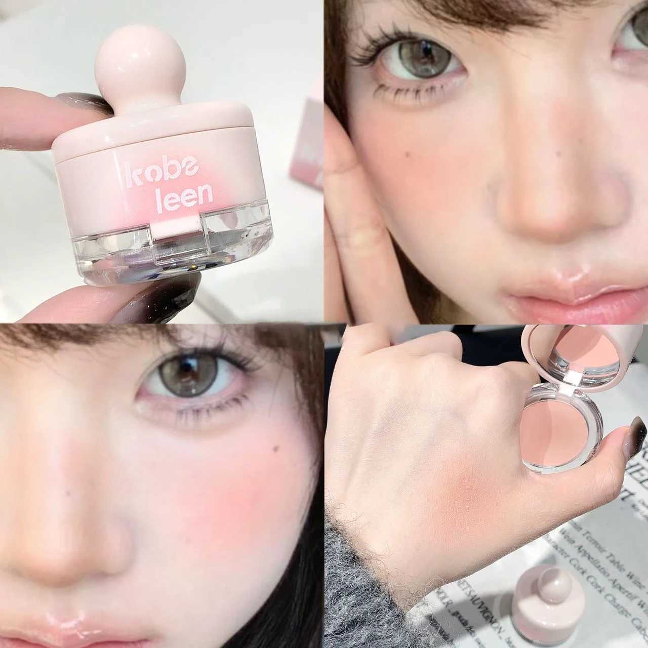 Cute Sponge Head Blusher Cream Matte Peach Powder Blush Palette Waterproof Brighten Fack Contour Korea Lasting Cheek Tint MakeupXJ241111