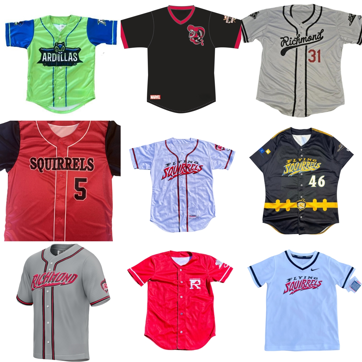 Richmond Flying Squirrels Jersey Custom Jersey Any Name Number 9