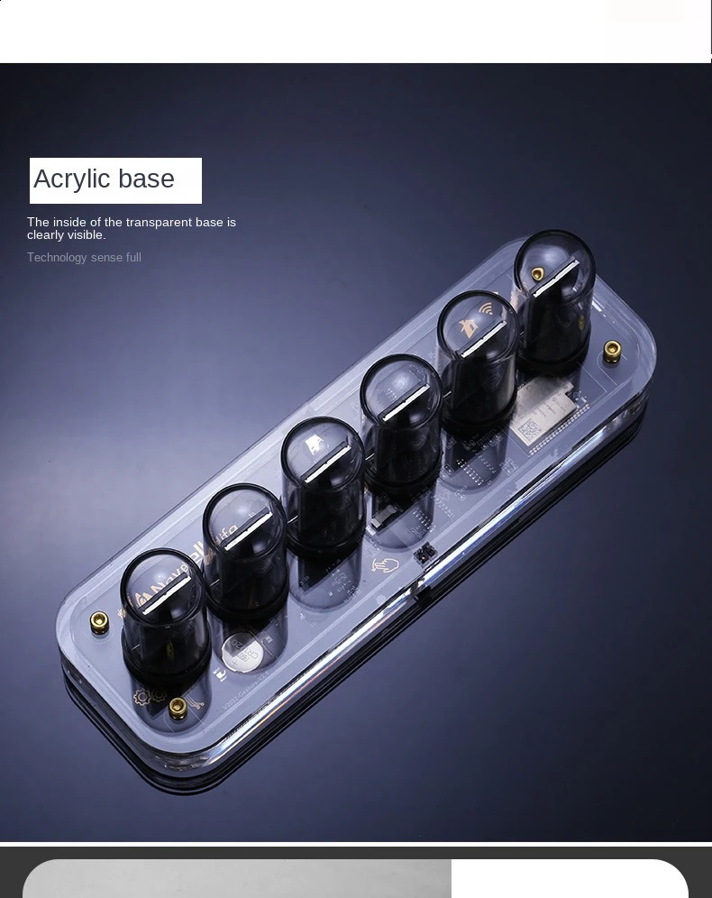 Glow Nixie Tube Clock Mobile APP Editable IPS Display Digital Calendar Stopwatch Time Modern Desk Gesture Control Nixie Clock 240730