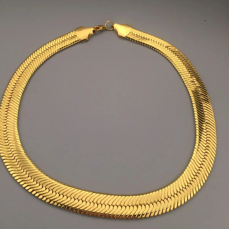 High quality 60cm 75cm 10mm hiphop mens bone snake chain gold necklace rapper short and chubby boy night club DJ smart jewelry 240723