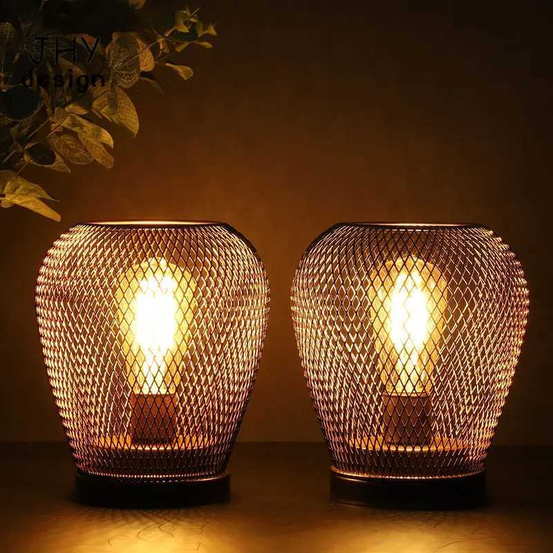 Metal Cage Table Lamp LED Lantern Battery Powered Cordless Wireless Accent Lamps Light for Weddings Events Indoors Outdoors B240904