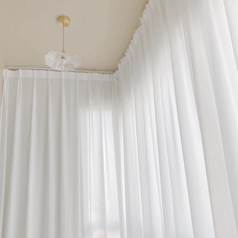 Soft White Voile Sheer Curtains For Living Room Window Solid Color Tulle Curtain For Bedroom Wedding Drapes Home Decor Customize 240730