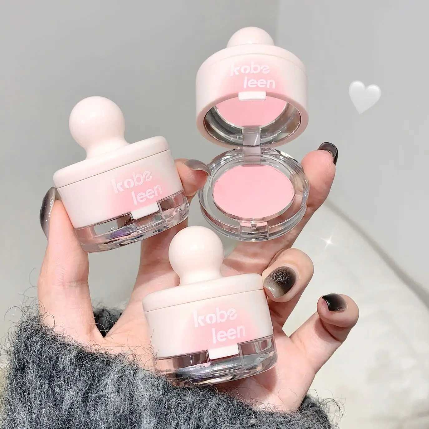 Cute Sponge Head Blusher Cream Matte Peach Powder Blush Palette Waterproof Brighten Fack Contour Korea Lasting Cheek Tint MakeupXJ241111