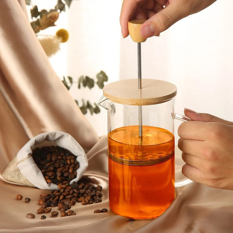 Coffee French Press Pot With Filter high borosilicate glass Hand Punch Coffee Pot Multifunctional Brewings Tea Milk Pot Tools 240731