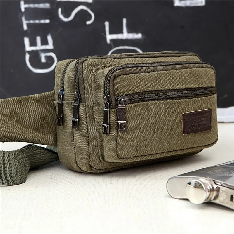 Canvas Waist Bag Outdoor Sports Multifunctional Male Pack High Quality Durable Highcapacity Bags Portable Phone Purse 240730
