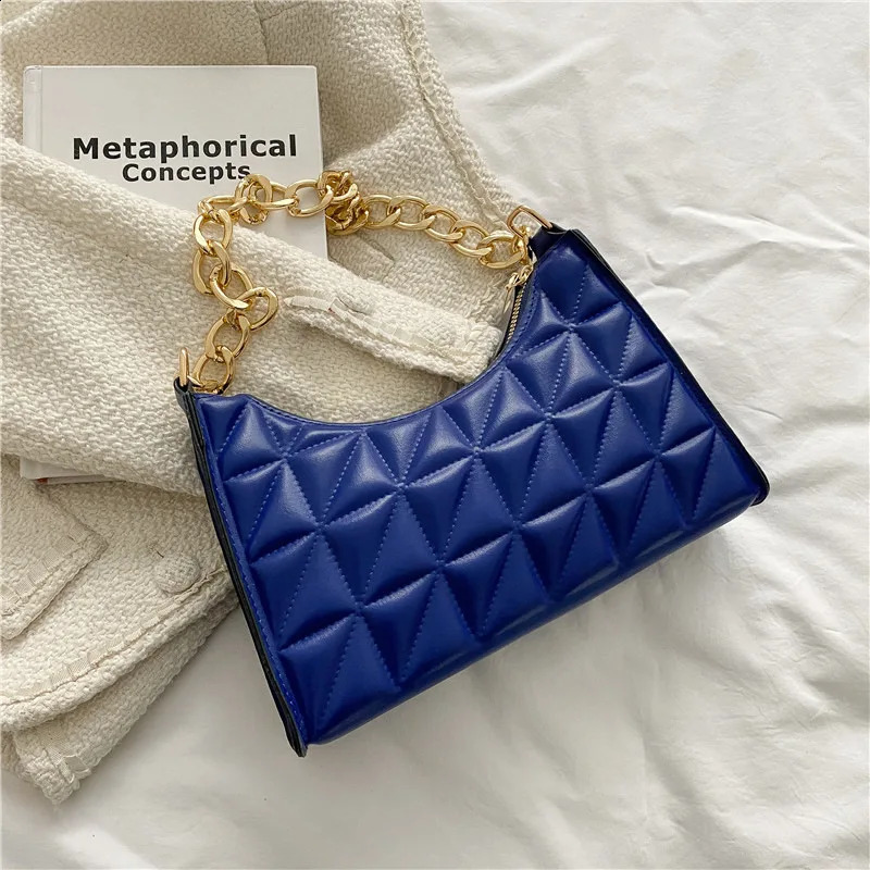 WomenS Shoulder Bag Solid Color Trend Underarm Chain Handbag Female Fashion Texture Shopping y240925