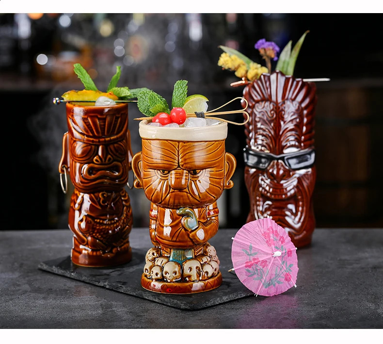 Maori Chiefs Tiki Mug Barware Cocktail Mugs Beer Wine Cup Art Ceramic Cup Wine Accessories Ceramic Crafts Bar Tools 240730