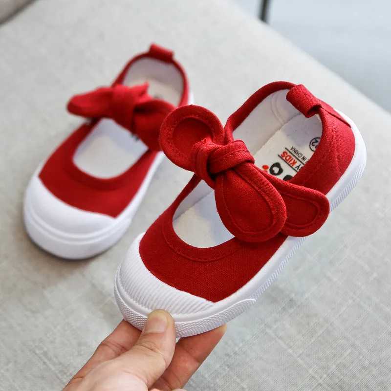 Korean Style Fashion Children Fashion Girls Canvas Shoes Versatile Bow Baby Girls Casual Shoes Direct Shipping Simple Direct Shipping X250409
