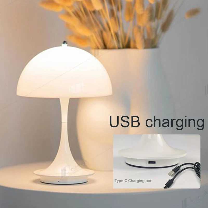 Hotel Portable Mushroom Rechargeable Table Lamps 3color Dimming LED Decoration for Night Light Simple Modern Decoration B240904