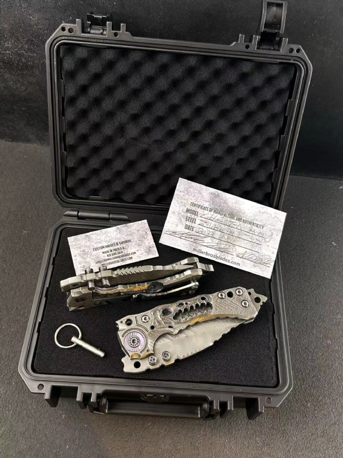 High End MBB T1 Strong Tactical Folding Knife Z-wear Coating Stone Wash Blade CNC TC4 Titanium Alloy Handle Large Survival Folder Knives with Retail B