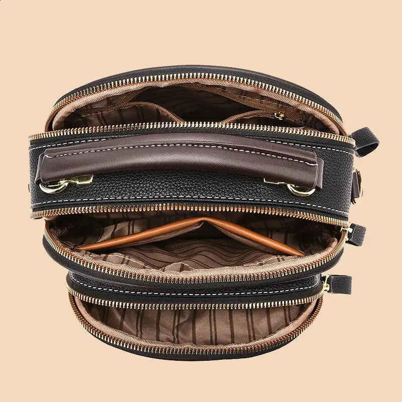 Classic Multifunctional Compartments Adjustable Wide Shoulder Strap PU Leather Crossbody Bag 240731