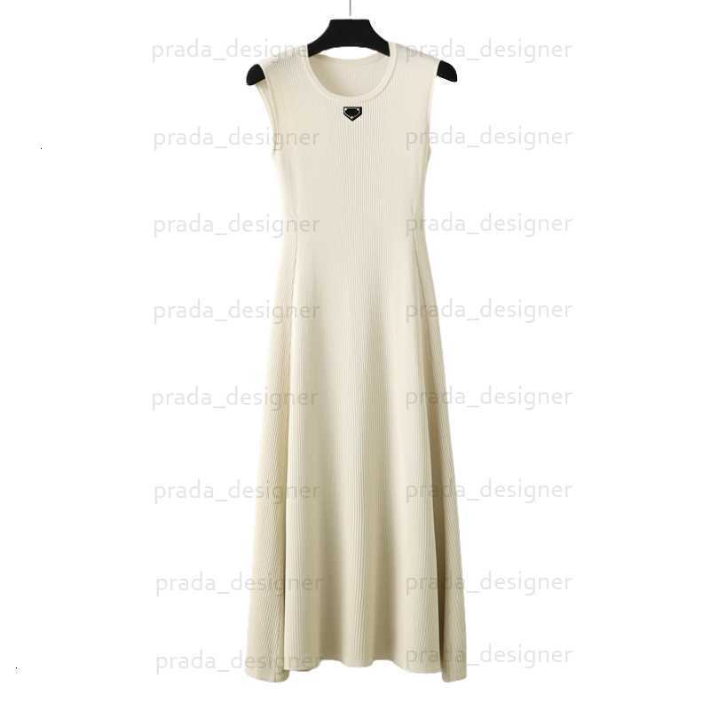 Designer dresses for women summer dress Tall and long round neck knitted vest dress for women in summer A-line sleeveless waist cinched base dress