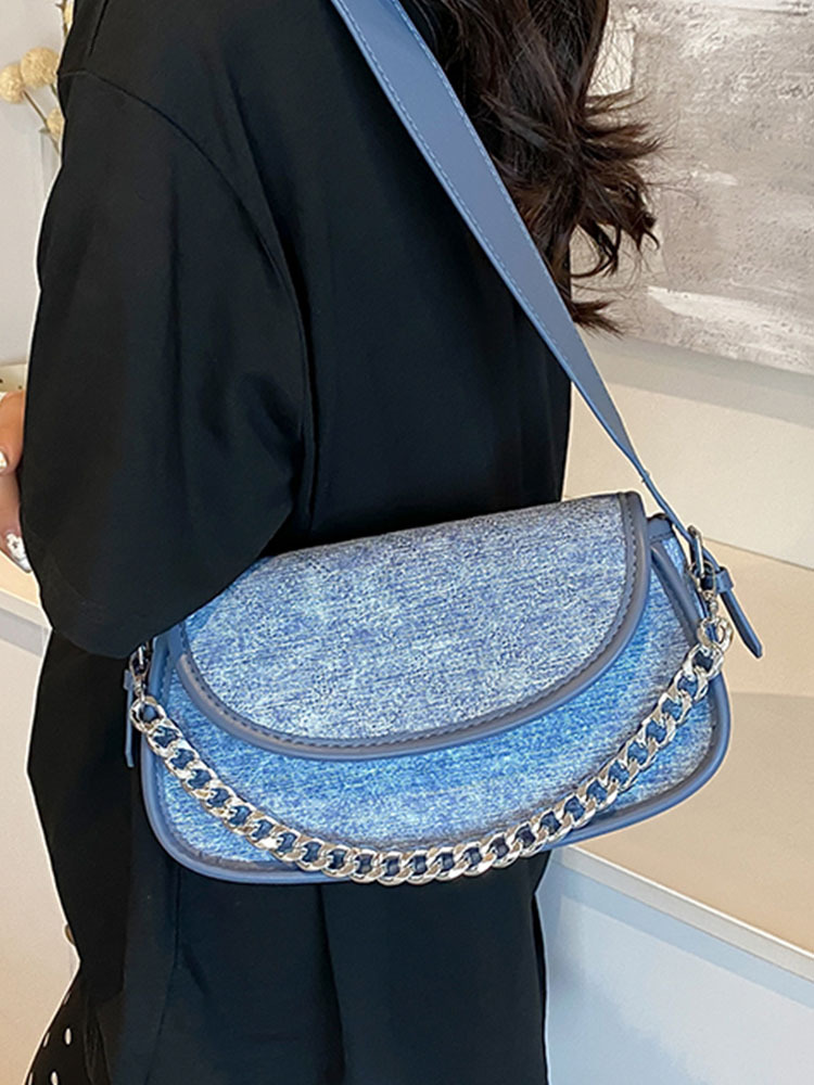 Fashionable and minimalist saddle bag women's bag 2024 new wide shoulder strap single shoulder armpit bag retro style crossbody bag #37 swissmili