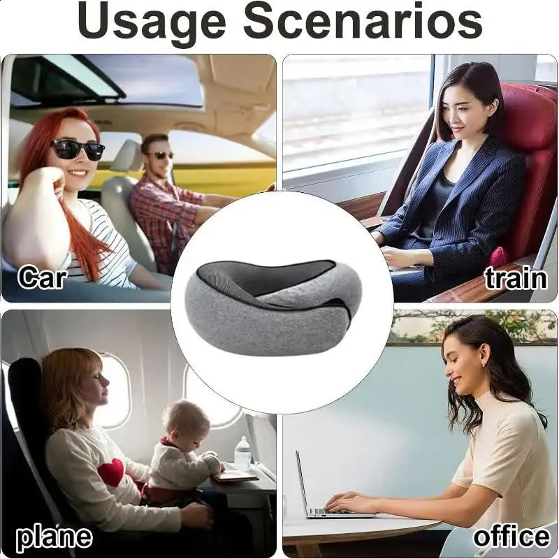 Travel Neck Pillow Memory Foam U-shaped Pillow Snail Style Travel Neck Support Portable Adjustable Soft Noon Break Sleep Pillows 240730
