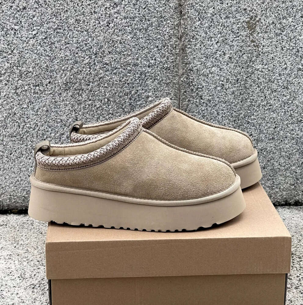 Tasman Slippers Tazz Mustard Seed Chesut Fur Slides Sheepskin Classic Ultra Mini Platform Boot Winter Femmes Men Slip-on Sleede Sleede Upper Wool