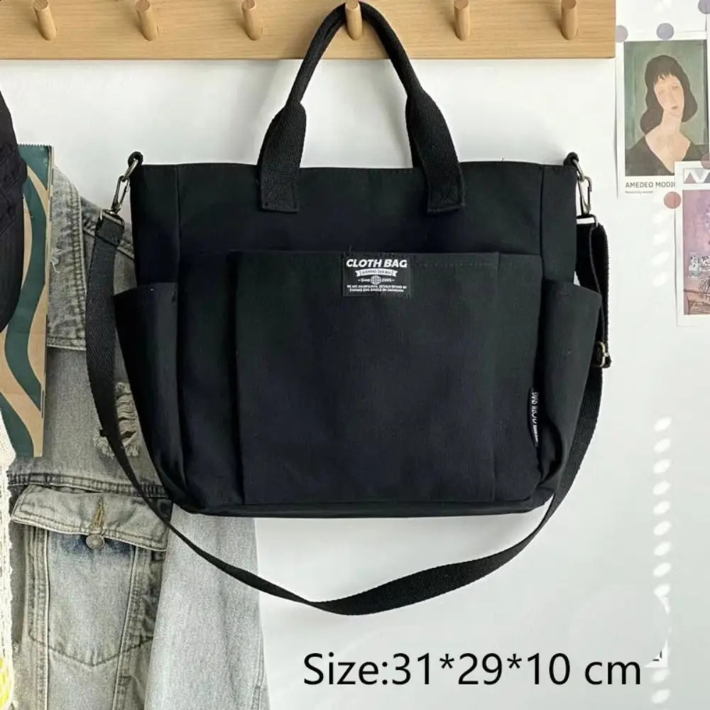 Large Capacity Canvas Tote Shoulder Bag Womens Messenger Bag Multi Pocket Casual Crossbody Handbags 240731