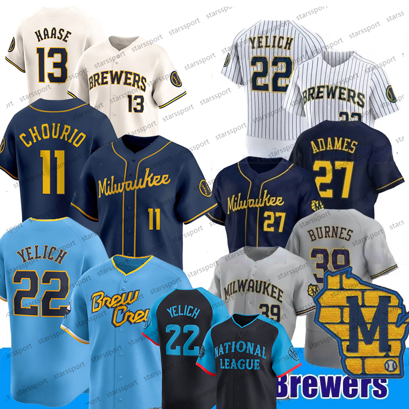 Milwaukee Christian Yelich Brewer Baseball Jersey Jackson Chourio Adames Hoby Milner William Contreras Brice Perkins Mitchell Frelick Turang Monasteri