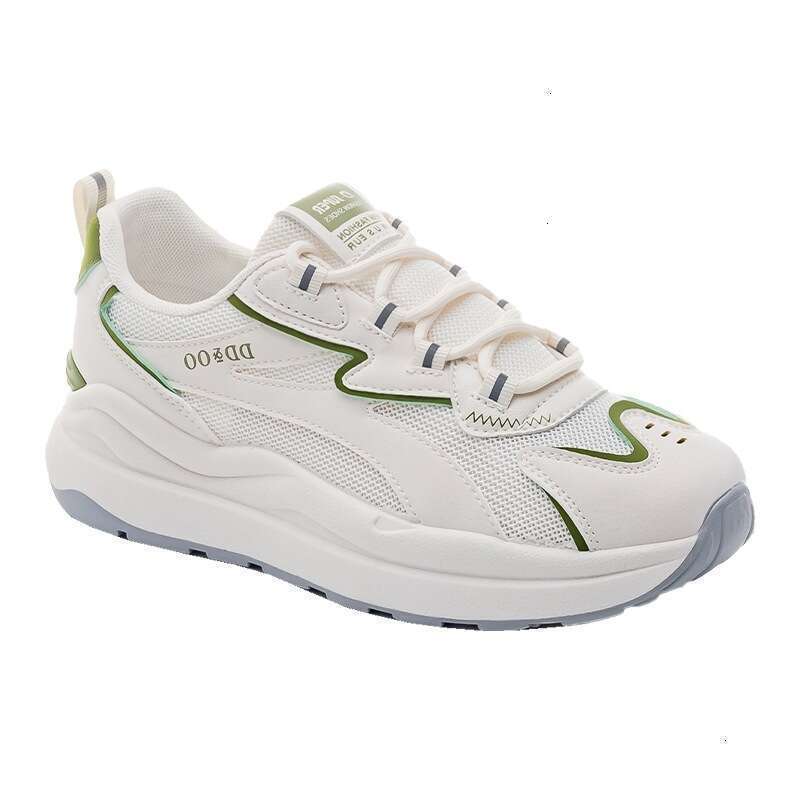 Autumn Women's Athleisure Heighten Mesh Breathable Flat Bottom Comfortable Lightweight Versatile Running Shoes Triple Green Free shipping size