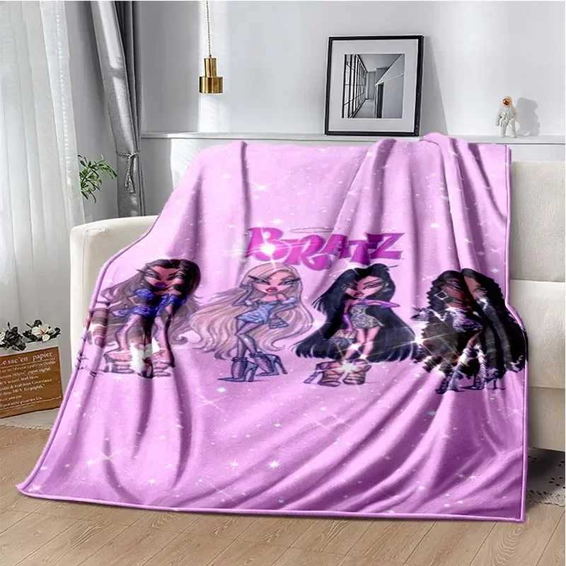 Bratz Cartoon 3D Girls Fashion Blanket Flannel Soft Warm Throw Blanket Bedroom Bed Sofa Office Travel Picnic Blanket Kids Gift Y240730