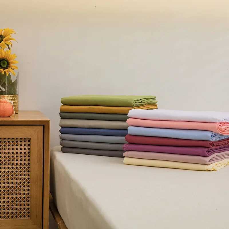 Solid Color Washed Cotton Bed Sheets Two Pillowcases and A Sheet Three-piece Set Single Item Simple Student Dormitory Single Y240730