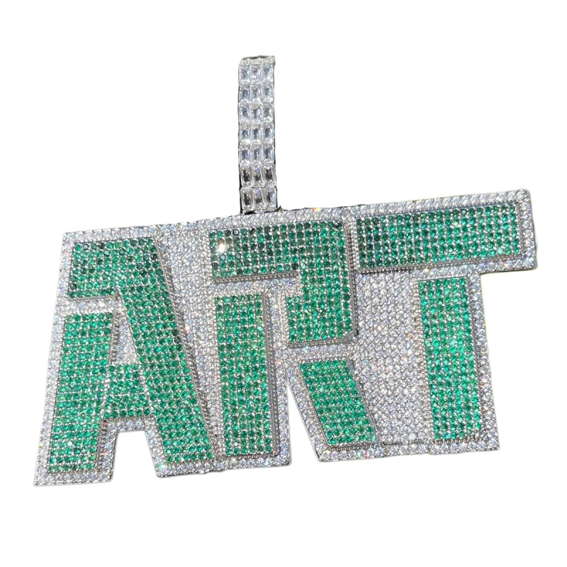Hip Hop Custom A-Z Letters Pendant Necklaces Colorful Zircon Gold Plated Jewelrys