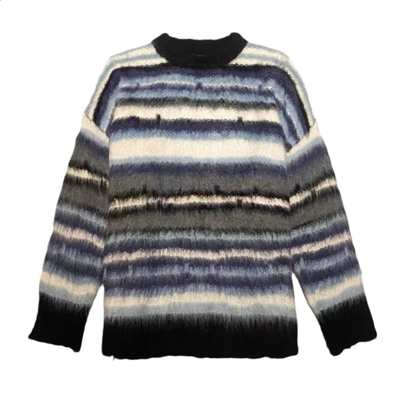 TINT ERA Striped Mens Knitted Sweater Men Top Harajuku Pullovers Sweaters and Jumpers Male Hip Hop Retro Japanese Streetwear 240821