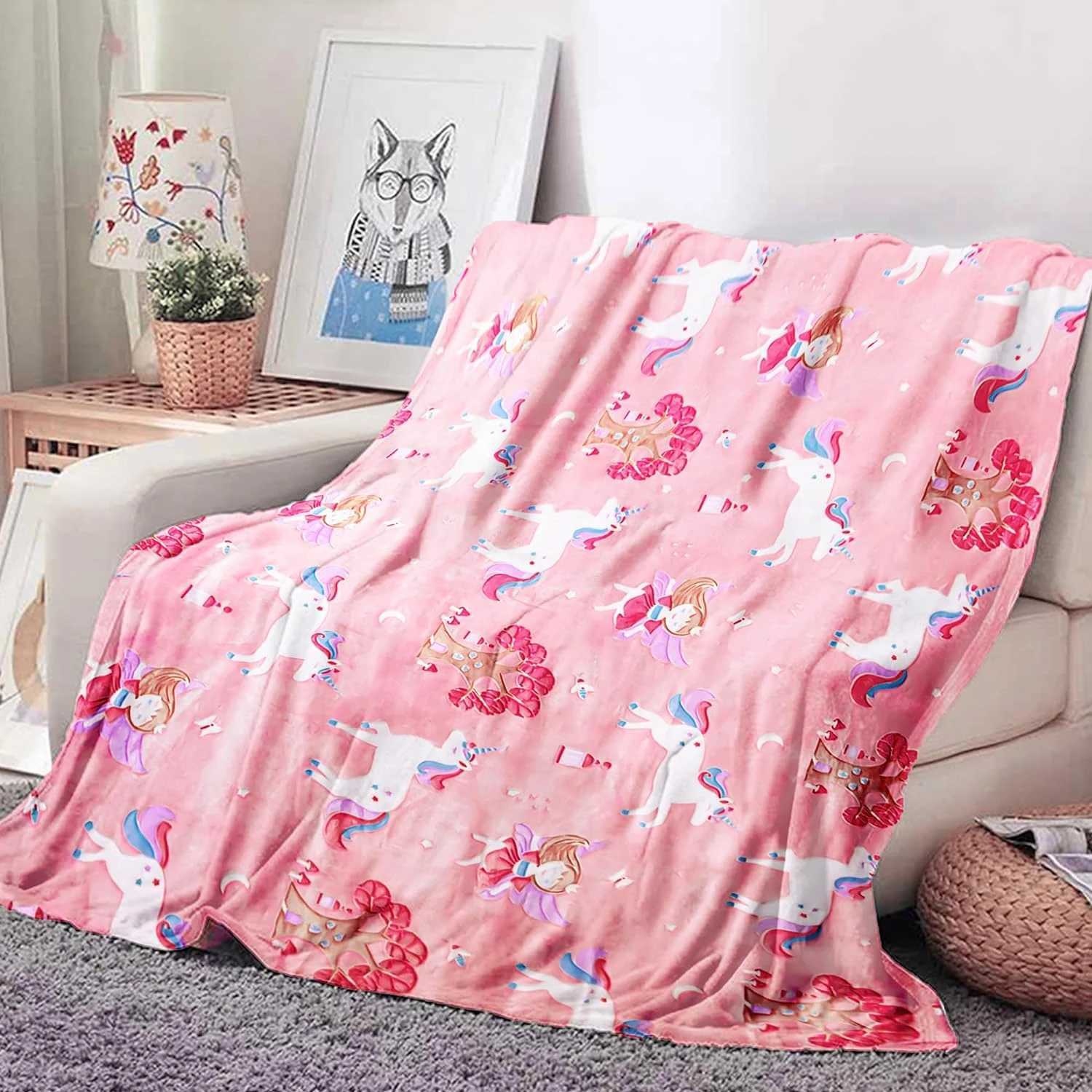 1pc Glow in The Dark Unicorn Blanket for Girls Soft Pink Fleece Throw. Great Christmas Birthday Baby Toddler Unicorn Gifts! Y240730