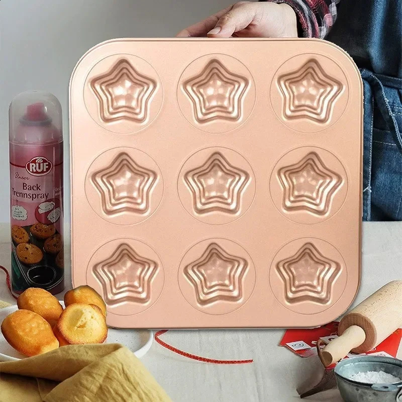 4-12cup Star Shape Baking Tools Pentagram Mousse Cake Pan Non-Stick Madeline Mold Pastry Tray Mini Donut Bakeware Muffin 240731
