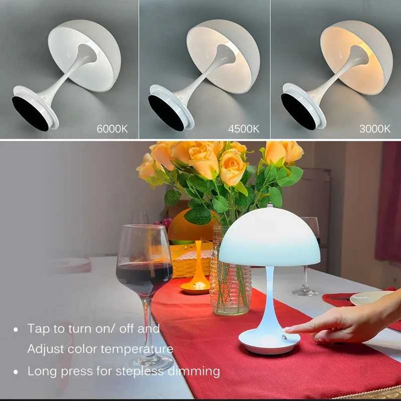 Hotel Portable Mushroom Rechargeable Table Lamps 3color Dimming LED Decoration for Night Light Simple Modern Decoration B240904