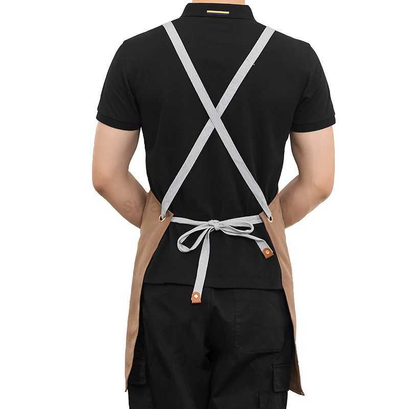 Waterproof Kitchen Apron For Women/Men With Pockets Work Mandil Cleaning Pinafore Restaurant Shop Waiter Work UniformXJ240731