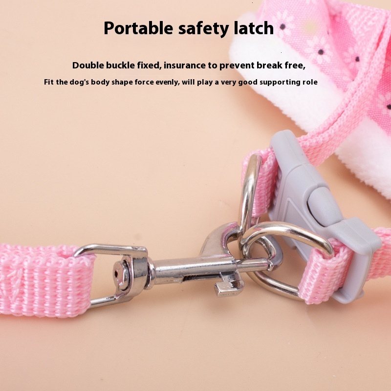 Pet winter plush harness chest and back walking dog traction rope
