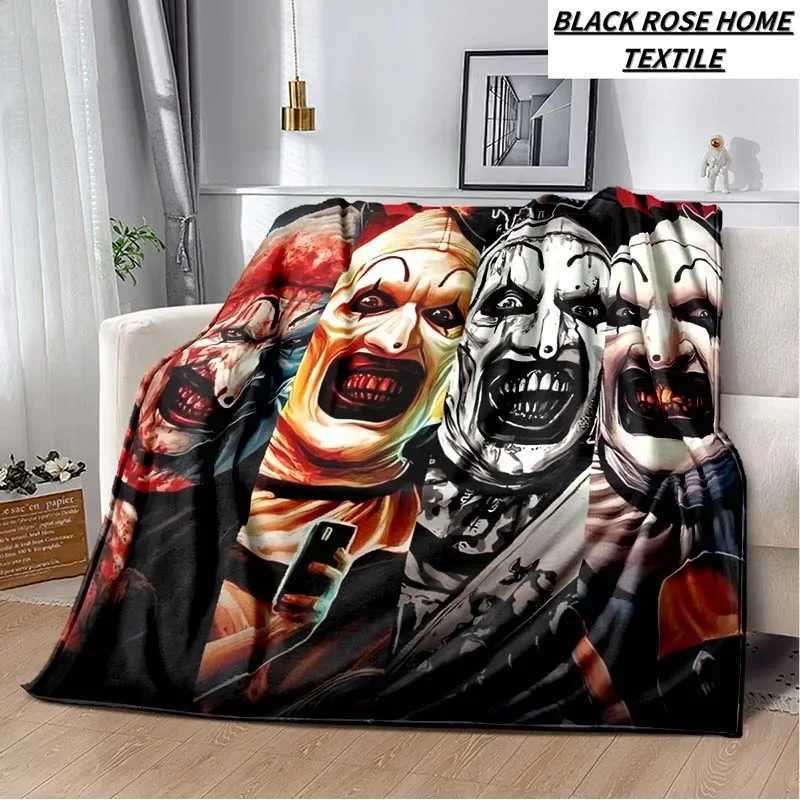 Fashion Art 3D Print Horror Movie Terrifier Blanket Family Living Room Sofa Sleeping Blanket Bedroom Childrens Warm Bed Sheet Y240730