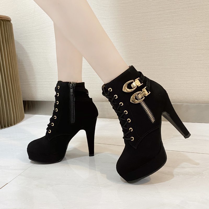 Women Boots Pointed Toe Simple New Design Plus Size 35-42 Thick Sole High Heel Free shipping