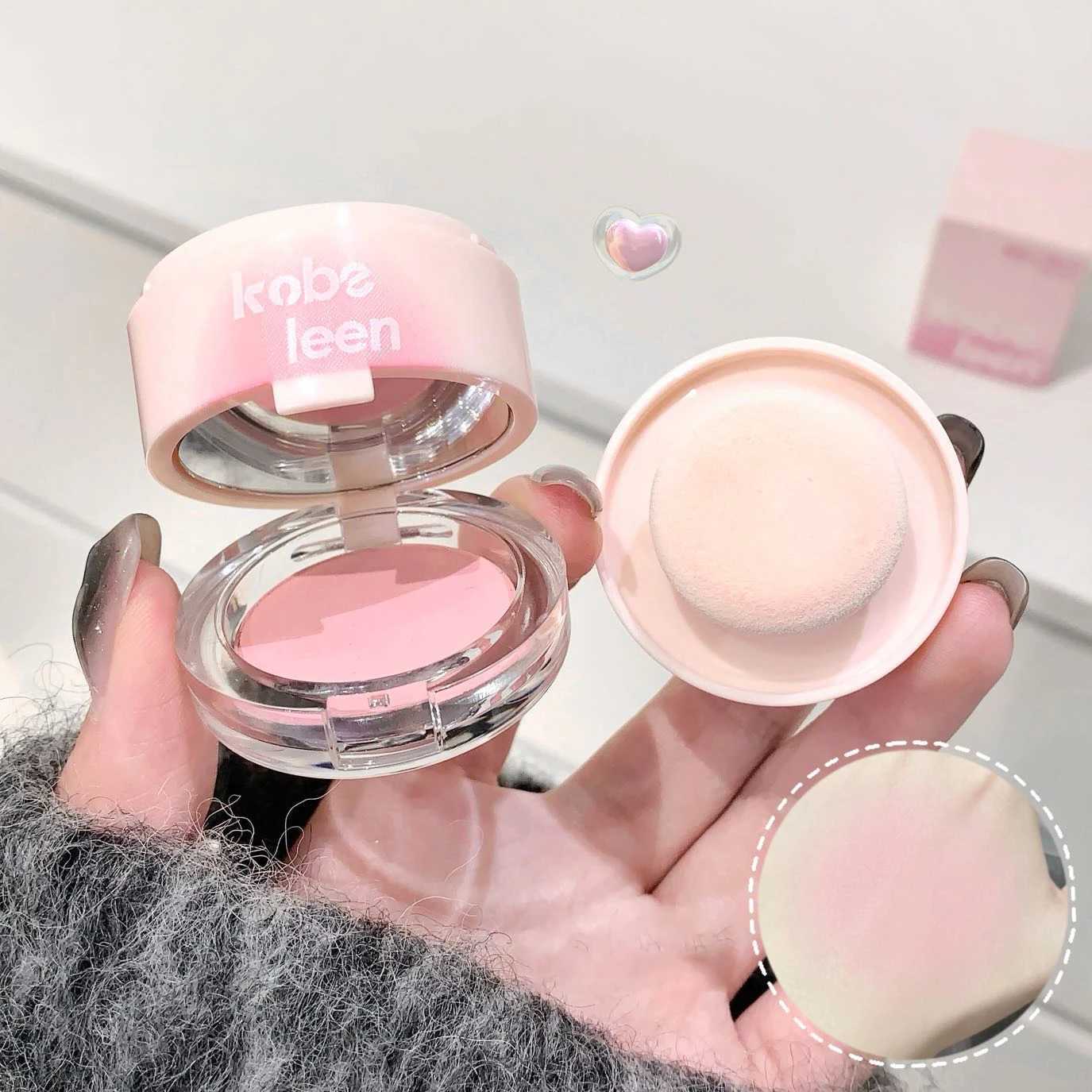 Cute Sponge Head Blusher Cream Matte Peach Powder Blush Palette Waterproof Brighten Fack Contour Korea Lasting Cheek Tint MakeupXJ241111